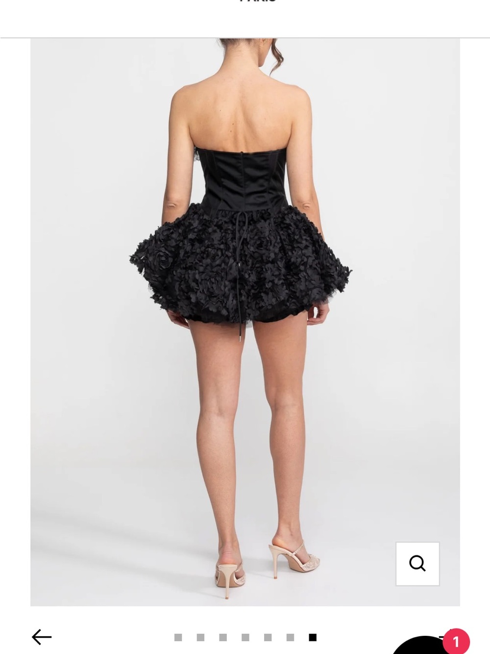 Backless Strapless Black Floral Mini Dress